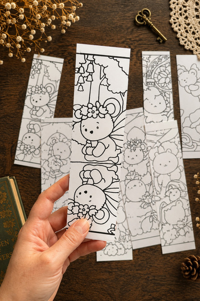 stickybloom Gizemli Orman Temalı Kitap Ayracı Boyama Seti 50 Adet