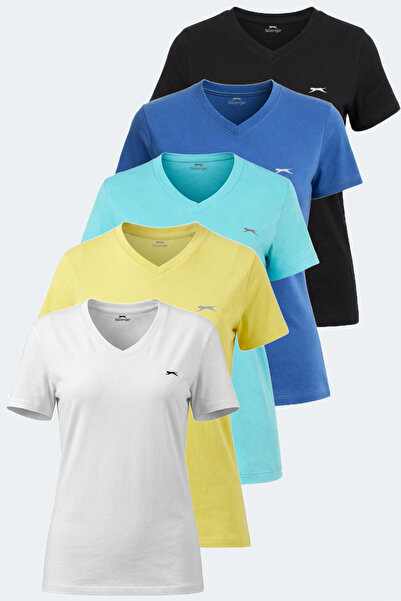 Slazenger Kristen Set of 5 Women's V-Neck T-Shirt