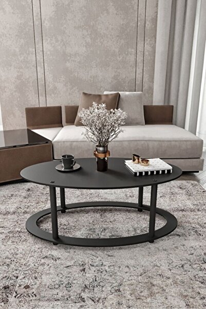 İNCELER DEKOR & DİZAYN Hole Masivo Orta Sehpa 70x40 Elips Siyah