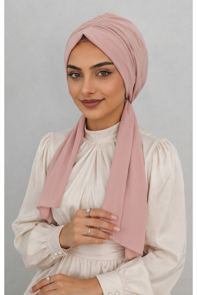 AHRAR tesettür Design Dubai Hijab Ready-Made Bonnet Shawl Powder