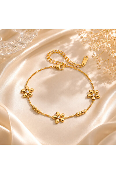 Passion by rahi 18K PVD Plated Stainless Steel Bracelet Bow Daisy Star Clear ...