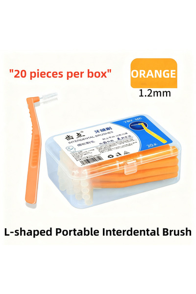 Choice3 Orange-1box 20 Pieces Boxed L-shaped Interdental Brushes for Orthodon...