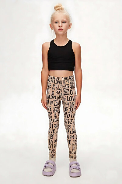 LOVETTI Girl's Patterned Summer Leggings with Love Written