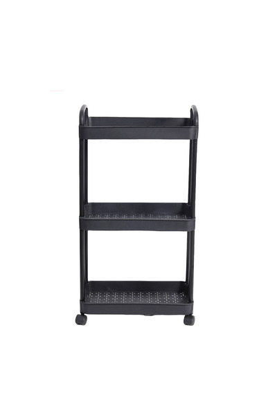 Choice1 3 Tiers Black Plastic Rolling Utility Cart with Handle Storage Trolle...
