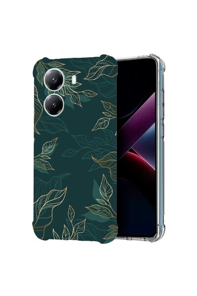 bestcase ¬Æ Husa compatibila Poco X7 Pro 5G, Anti Shock 1.5MM, Green Feathers...