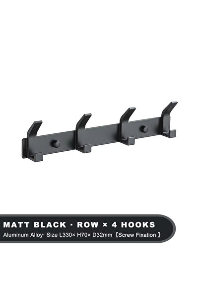choice2 Black 4 hooks Modern Hanging Hooks For Wall Aluminium Black Towel Hol...