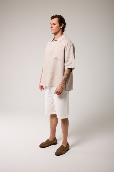 2512 Clothing Short Sleeve Oversized Linen Shirt