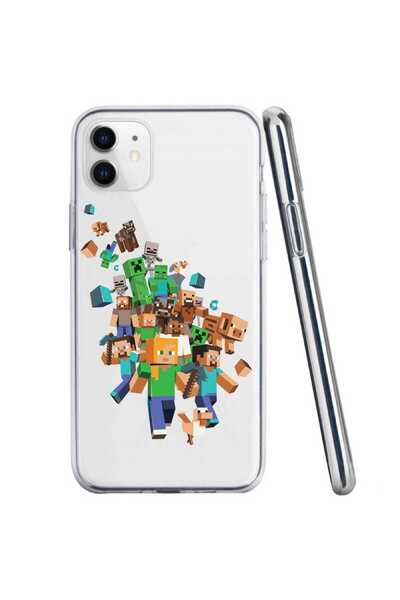OEM Husa compatibila cu Apple iPhone 11 Silicon Transparenta Model Minecraft ...