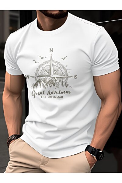PAVRO Unisex Άνετο T-shirt με μικτό σχέδιο και στάμπα