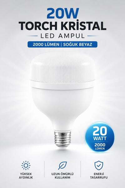 NZB 1 Adet Torch Kristal Led Ampul 20 Watt Yüksek Aydınlık Sunan Soğuk Beyaz ...