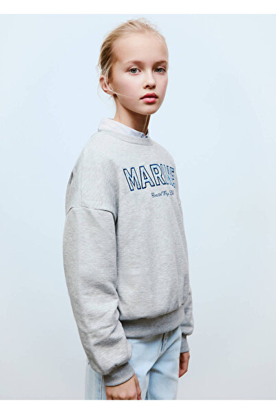 MANGO Kids Mesaj işlemeli pamuklu sweatshirt