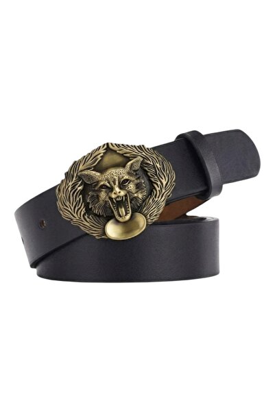 targay Wolf Embossed Cowboy Belt