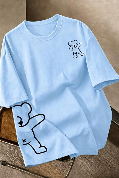 Oksit Teddy Bear Printed Unisex Oversize Street Style T-Shirt