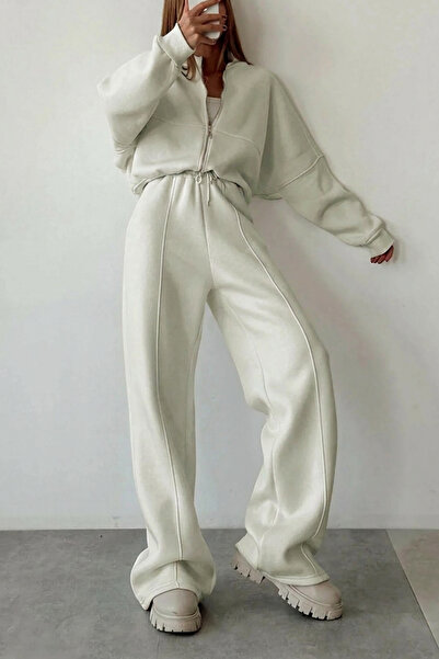 Runades Women's Bomber High Waist Palazzo Oversized Tracksuit Set