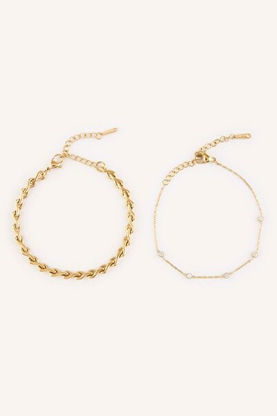 DeFacto Women's Gold Color 2-Piece Bracelet H2259Axns