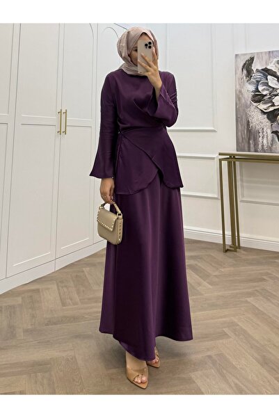 bezenstore LİNA ÖNDEN BAĞLAMALI SATEN ETEKLİ TAKIM