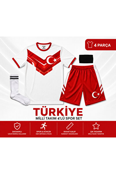 The RAVEN Premium Türkiye Serisi Çocuk Futbol Forması 4 PARÇA ( ÇORAP & BİLEK...