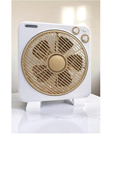 Generic Micro Speed Box Fan, 12 Inch, White and Gold, AC Powered, Quiet Opera...