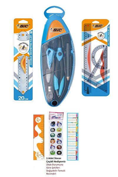 Bic Set kompasa za srednju školu, 5 delova, i set ravnala, 3 proizvoda i pokl...
