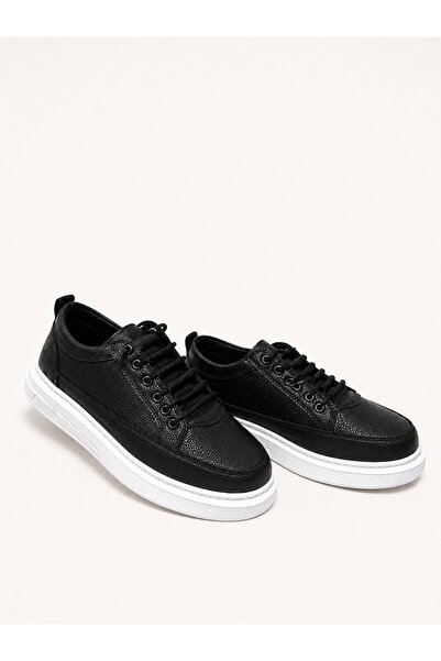 YALÇIN Erkek Siyah Beyaz Sneaker Lastikli Günlük Spor Ayakkabı