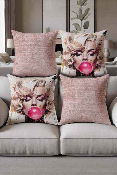 Dolce Mariee Digital Printed Soft Textured 4-Piece Throw Pillow Cover Set Krl...