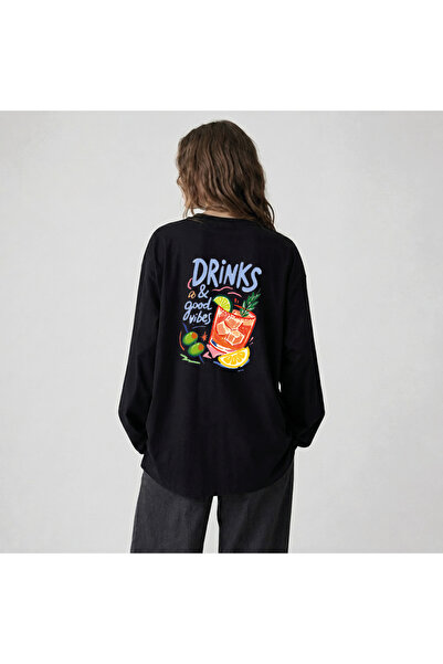 Grafftee Clothing Nubarco Siyah Oversize Geniş Kesim Uzun Kollu %100 Pamuk Ya...