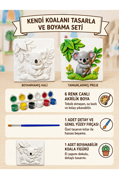 Yc Dekor KOALA HAYVAN FİGÜRÜ BOYAMA SETİ
