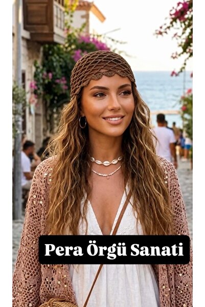 PERA ÖRGÜ SANATI Örme kasket şapka yazlık bohem el örgüsü