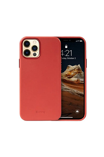 Crong Husă Esențială - Etui din piele ecologică pentru iPhone 12 Pro Max (roșu)