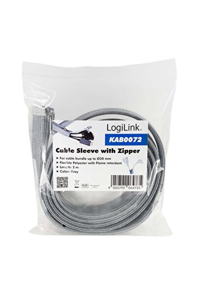 LogiLink KAB0072 Manșon cablu cu fermoar Poliester √ò 30 mm gri 2m