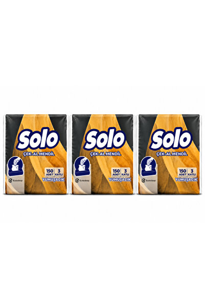 Solo Çek-Al Wipes (3 Pcs) 150-Pack 3-Ply Soft Wipes