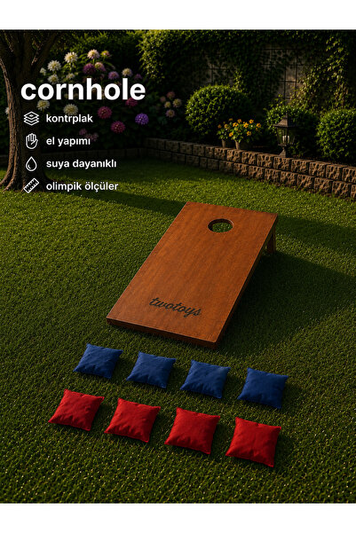 Kids Twotoys Ahşap Cornhole Oyunu – El Yapımı Olimpik Ölçü Bahçe Oyunu