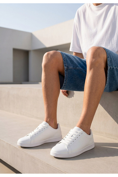 B T Shoes Ανδρικά λευκά αθλητικά παπούτσια Τζόρα