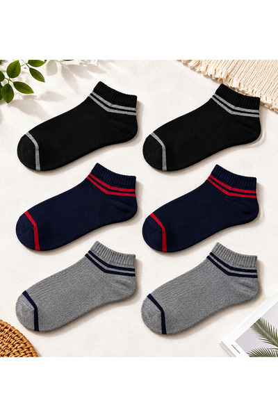 DEMAS ÇORAP 6 Pairs of Cotton Stripe Detailed Booties Socks Unisex