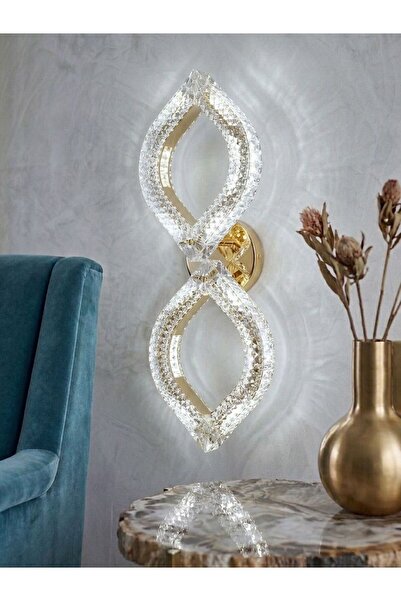 Lüxev Lighting Flora Model İkili Gold 3 Renk Modu Kristal Taşlı Salon Mutfak ...