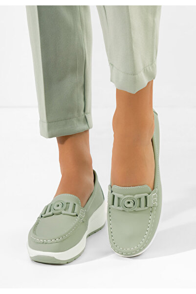 B T Shoes Gabielia green genuine Leather loafers