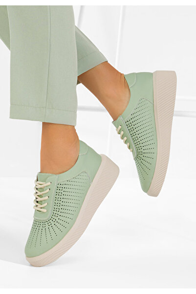 B T Shoes Women's green Oleiana Leather sneakers