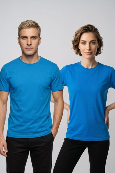 fevien Couple Combination Set of 2 Crew Neck Short Sleeve Basic T-Shirts - Co...