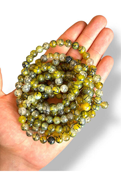 Bozhi Bead Set with Veins Agate Natural Stone 8mm - Natural Stone Agate
