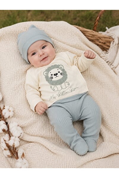 Pure Boutique 3-piece green cotton baby set with Cotton , pants and hat my li...