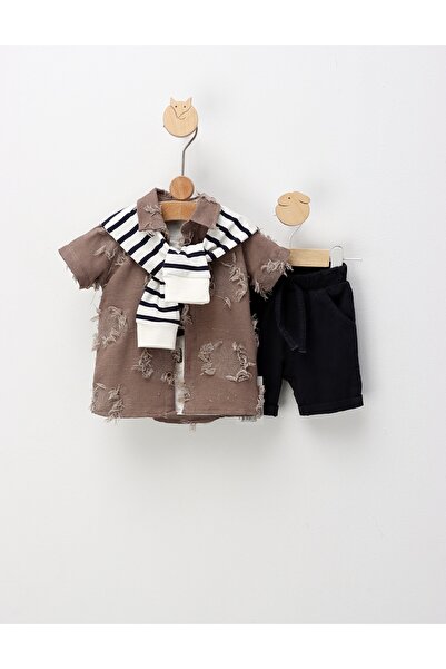 MiniKids Compleu de vara, Fashion Boy, cu maro