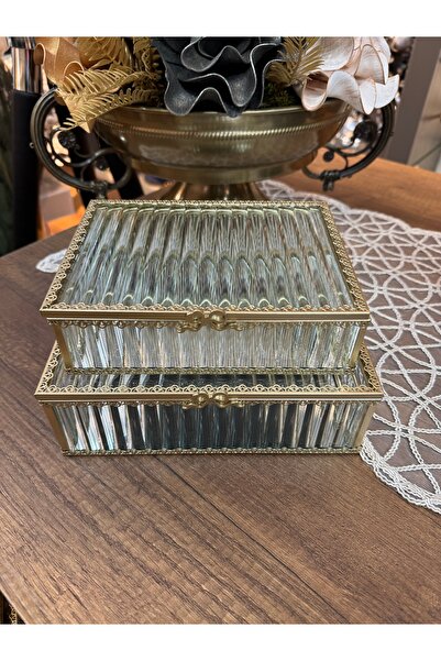 Santara 2-Piece Glass Decorative Multipurpose Jewelry & Makeup Box