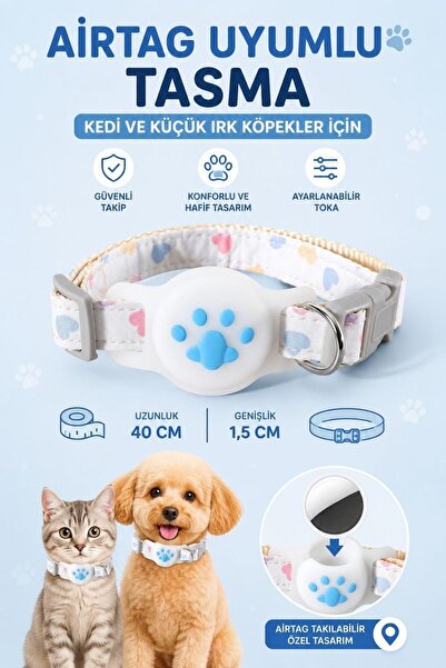 Floria AirTag Uyumlu Kedi Tasması – Ayarlanabilir, Yumuşak ve Hafif Tasma