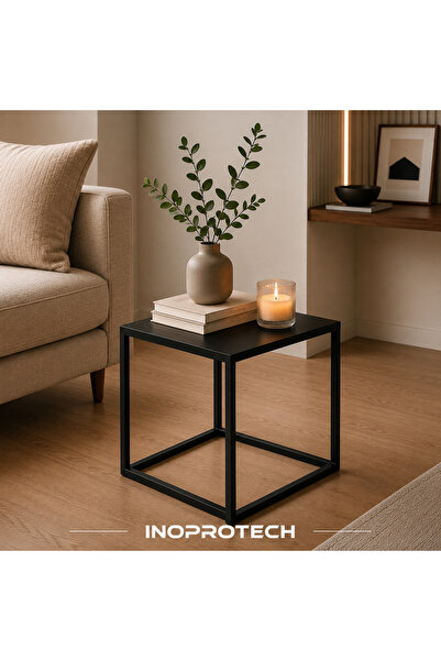 İnoprotech Modern Dekoratif Kare Metal Sehpa - Tekli Yan Sehpa 40*40*40 CM