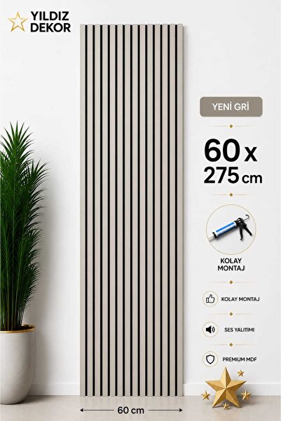 YILDIZ DEKOR YENİ NESİL DUVAR PANELİ 60 X 275 YENİ GRİ