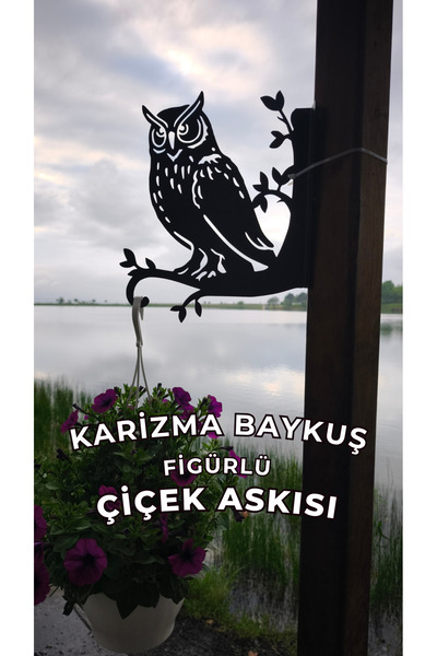 Metalciklerim Metal Saksı Askılığı - Baykuş Figürlü Duvar Tipi Dekoratif Çiçe...