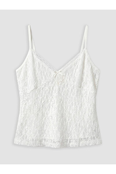 LC Waikiki Timeless Clothing & Timeless Choices V Cut Lace Strap Crop Blouse