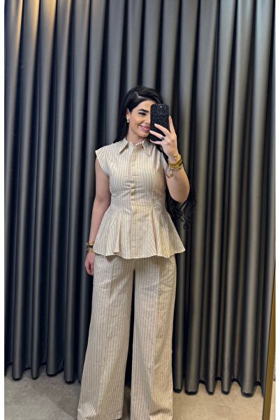 Nisam Striped Flounce Vest Set