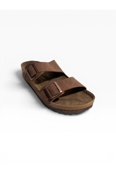 solariz Men's Double Buckle Comfortable Anatomical Cork Sole Daily Slippers