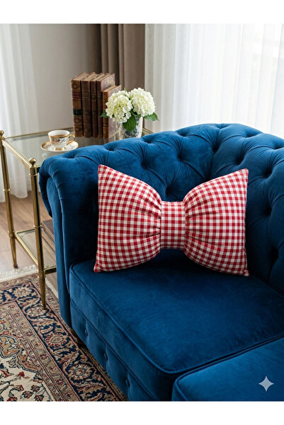 Angels' Collection Bow-Shaped Gingham Throw Pillow - Filled Inside